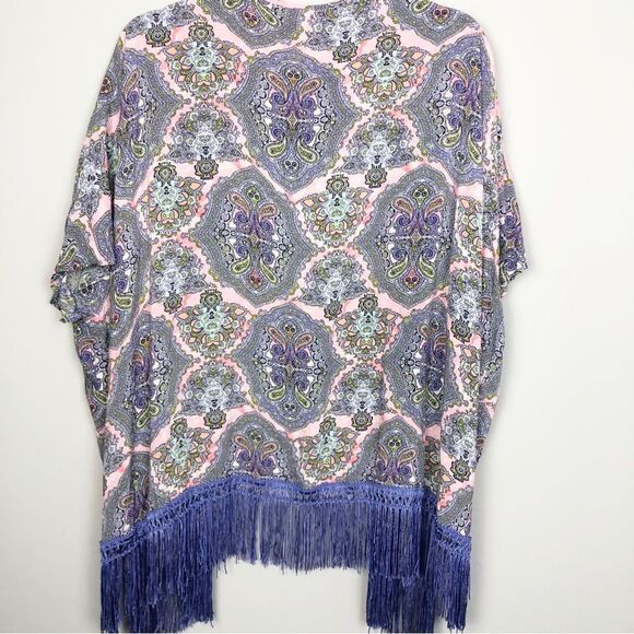 VICTORIA’S SECRET | Fringe Paisley Kimono Beach Swim Cover Up Women’s Size XS/S - Picture 5 of 9